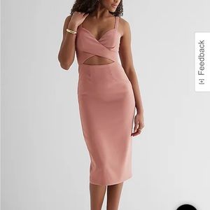 NWT Express Sweetheart Neckline Cutout MIDI Sheath Dress. Size 2. Antique Rose